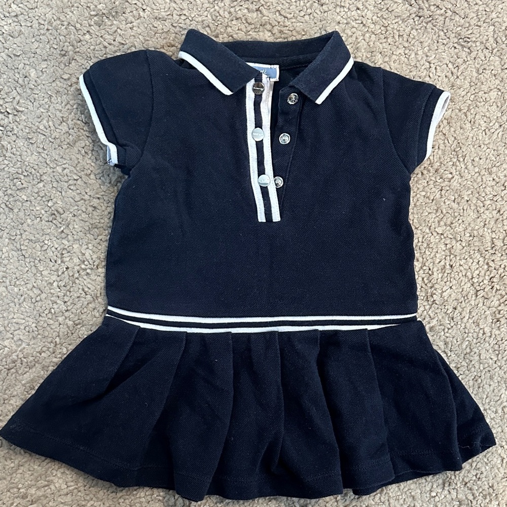 Jacadi Navy Polo Dress with White Trim 12m